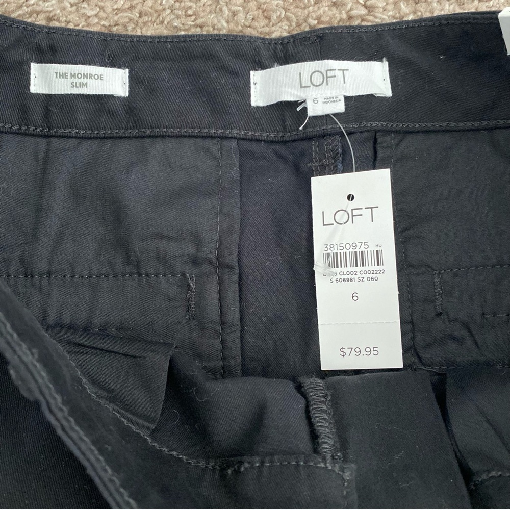 LOFT Monroe Slim Black Pants black 6 - Picture 5 of 9